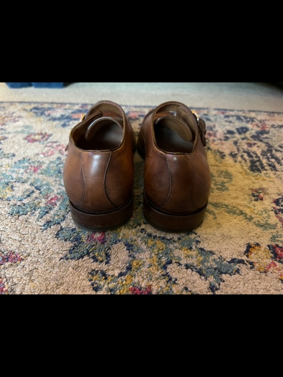 Gucci. Men's Brown Leather Monk Strap Dress Shoes - Picture 4 of 5